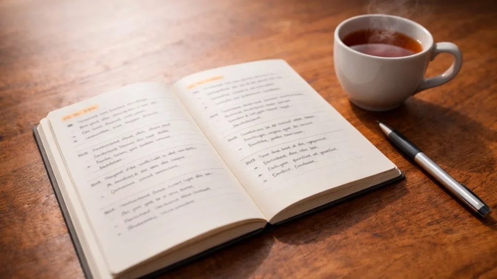 Rennkalender und Notizbuch auf einem Tisch mit markierten Rennterminen