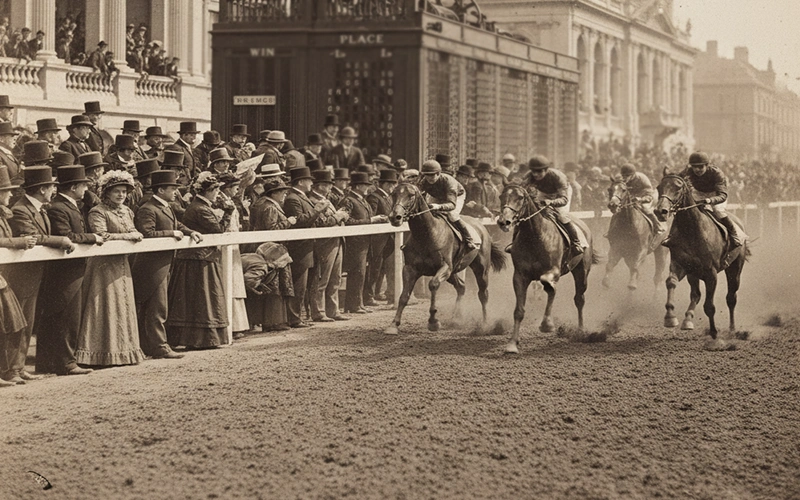 Historische Pferderennbahn im 19. Jahrhundert