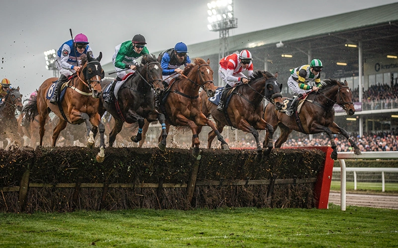 Pferde springen über Hindernisse beim Grand National