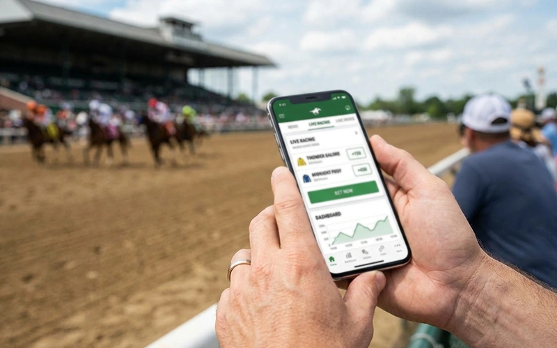 Pferdewetten-App auf dem Smartphone am Renntag