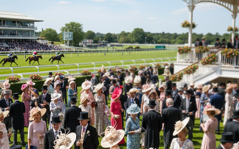 Royal Ascot mit eleganten Besuchern und Rennatmosphäre